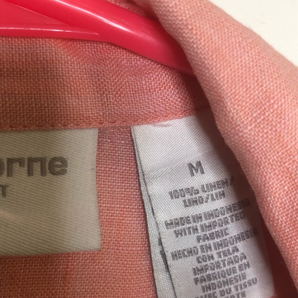 Liz Claiborne Liz Sport Pink Lagenlook 100% Linen Button Down Size Medium - Picture 6 of 9